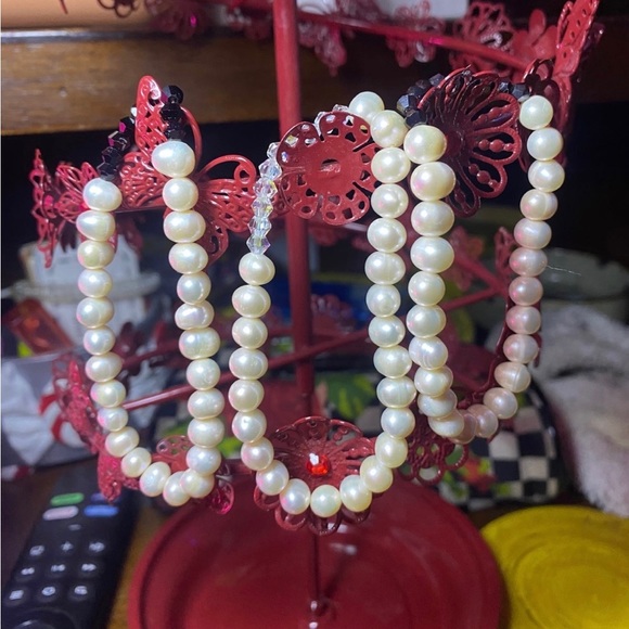 Cultured Freshwater Pearls Crystal Bracelet Set - Picture 3 of 3